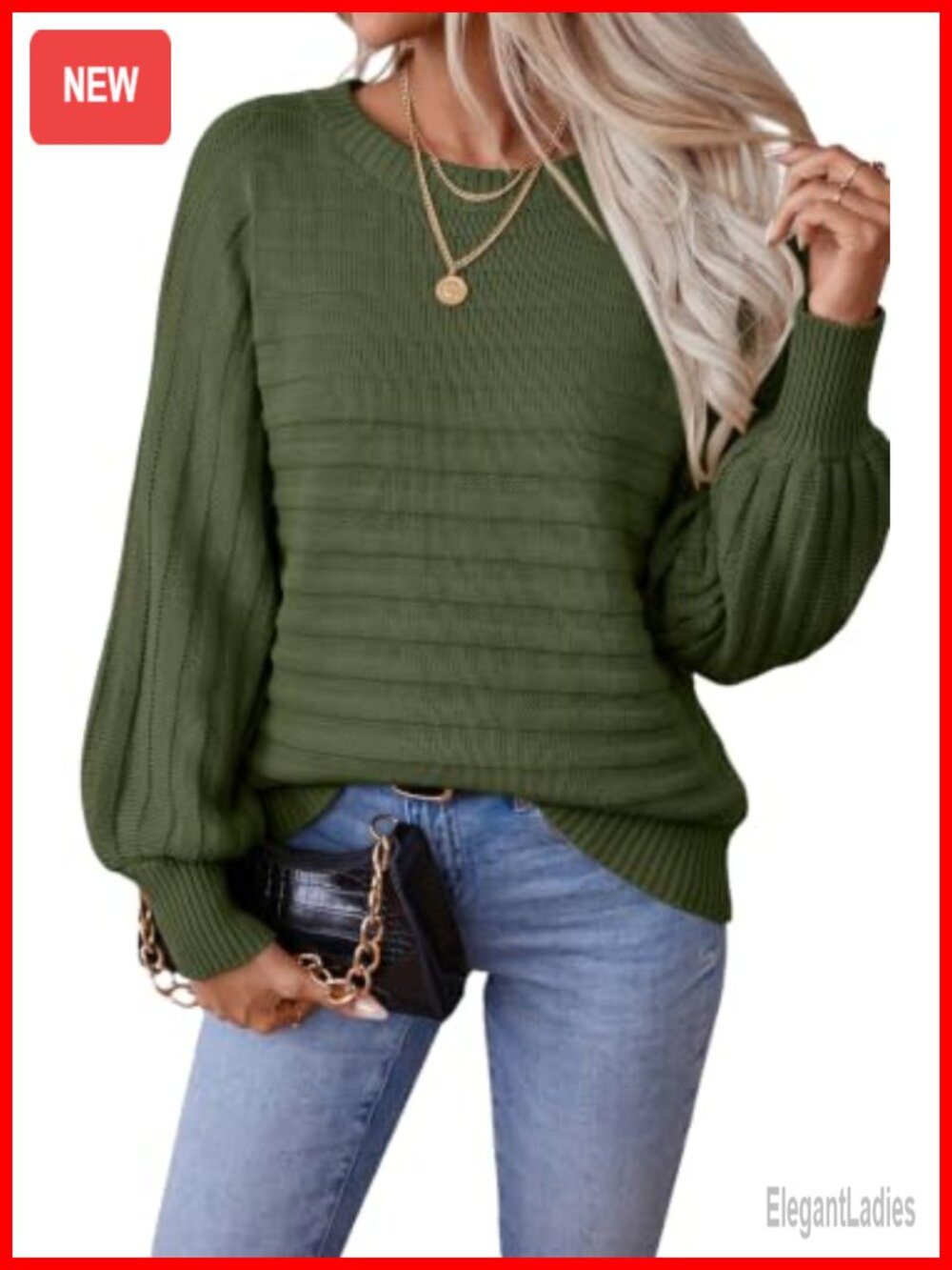 Textured Knit Boat Neck Batwing Long Sleeve Loose Fit Pullover Sweater